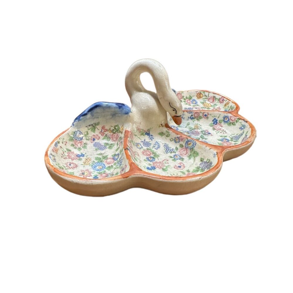Vintage Japanese Ceramic Swan Dish